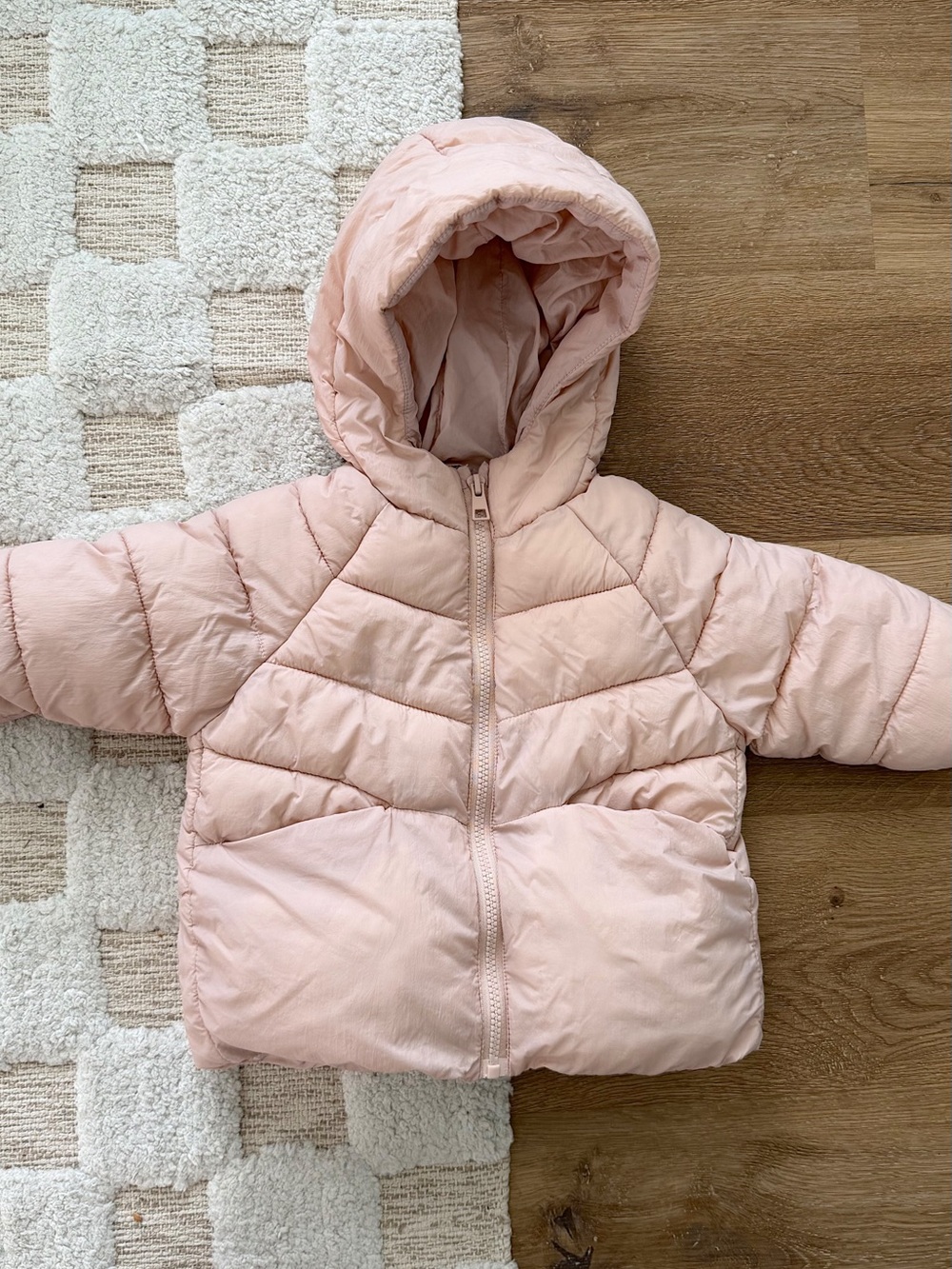 Zara Puffer Hooded Coat in Pink